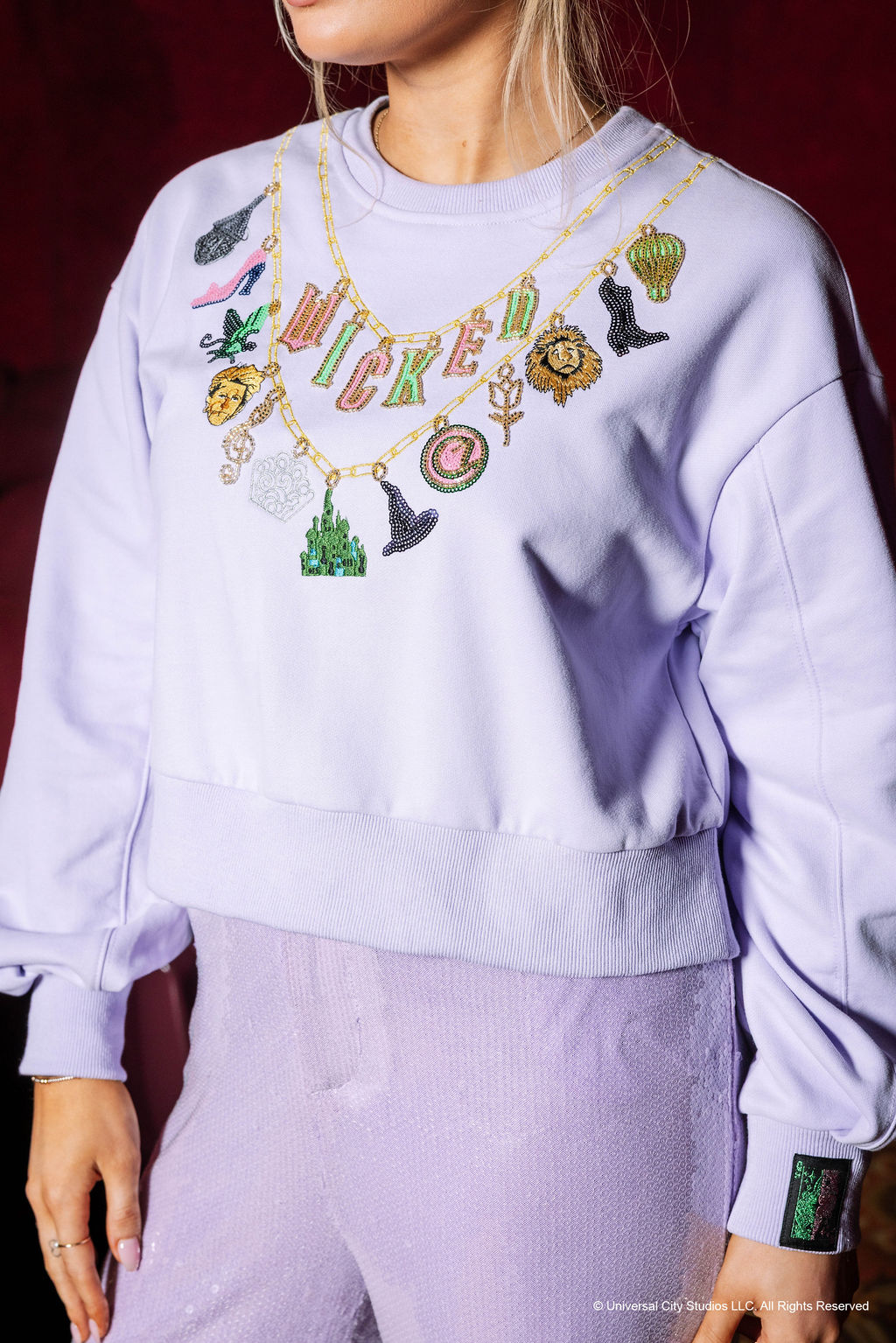 Licensed Lavender Wicked Charm Necklace Sweatshirt