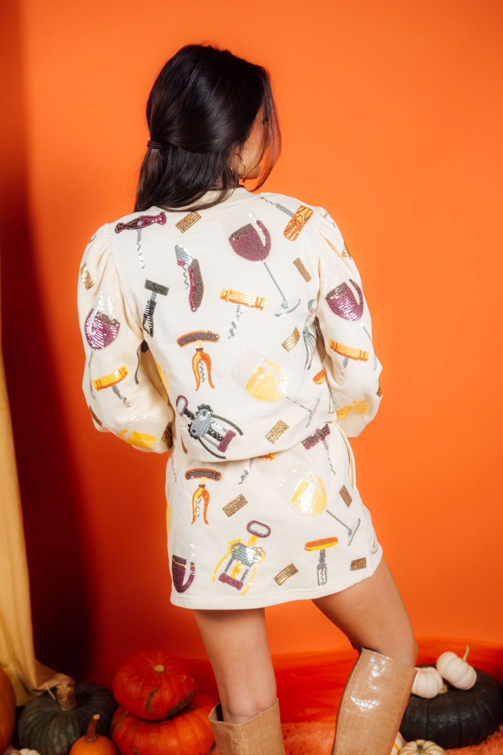 Beige Wine & Cork Screw Skort