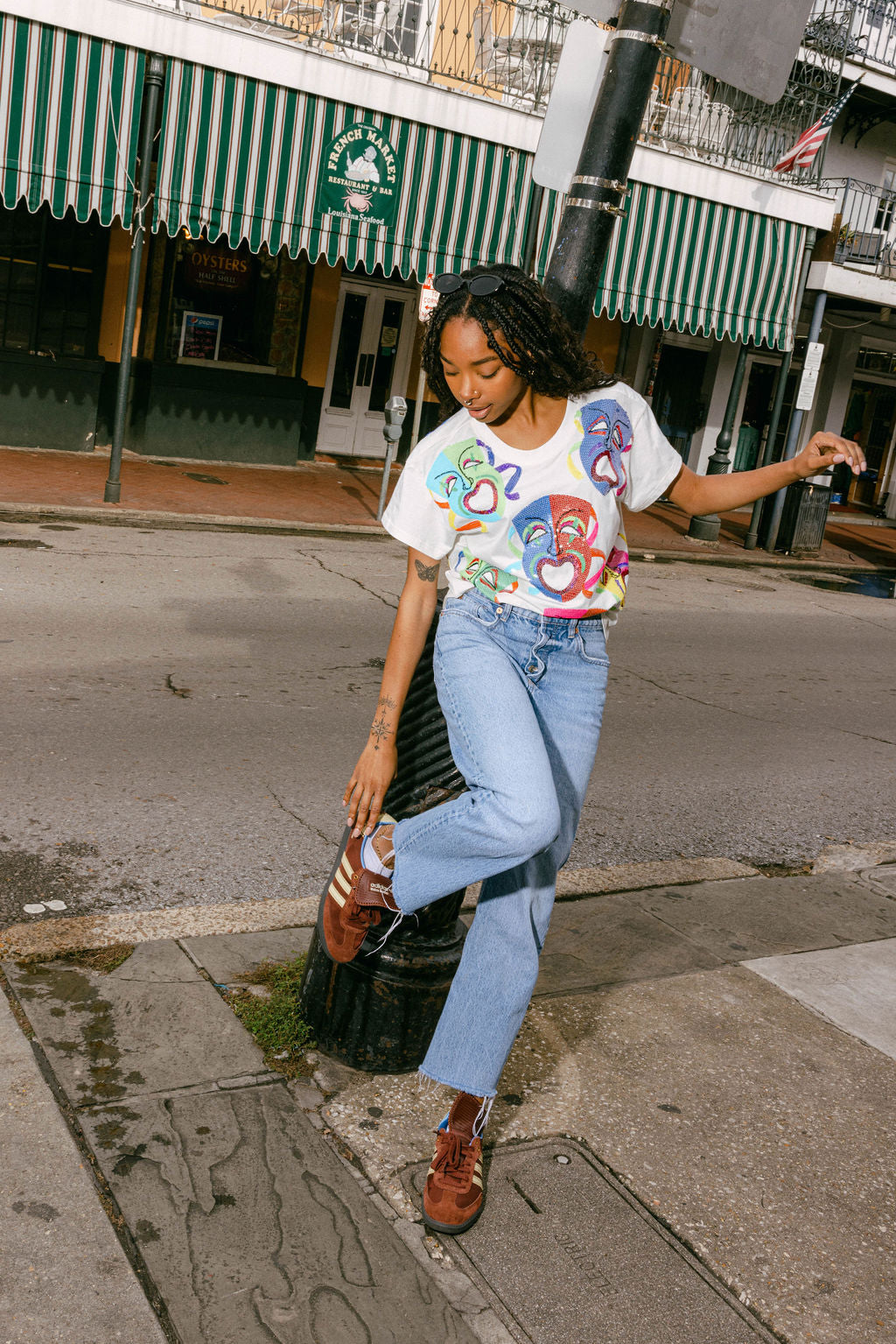 White Multi Mardi Gras Mask Tee