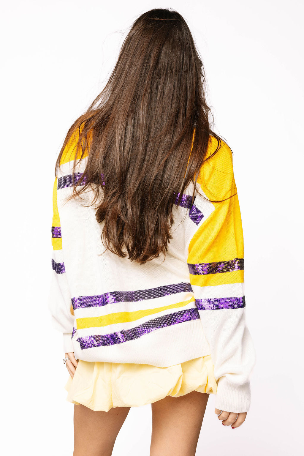 Licensed LSU Striped Colorblock Sweater
