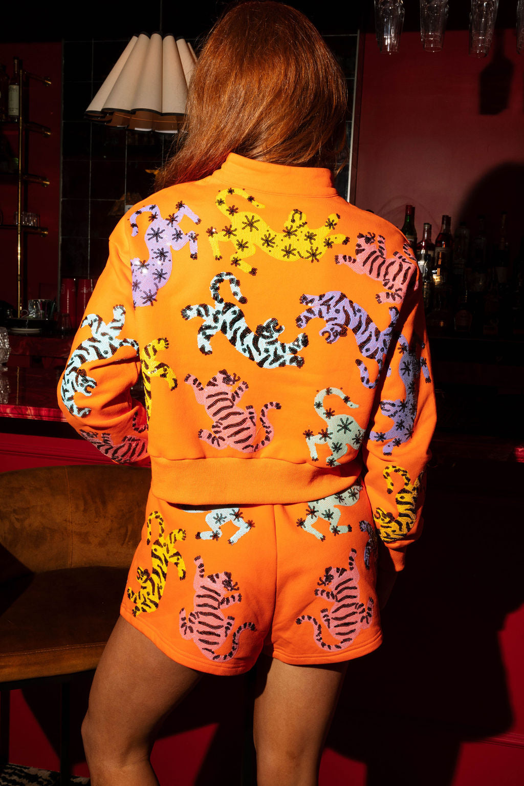 Orange Multi Crawling Tiger Short