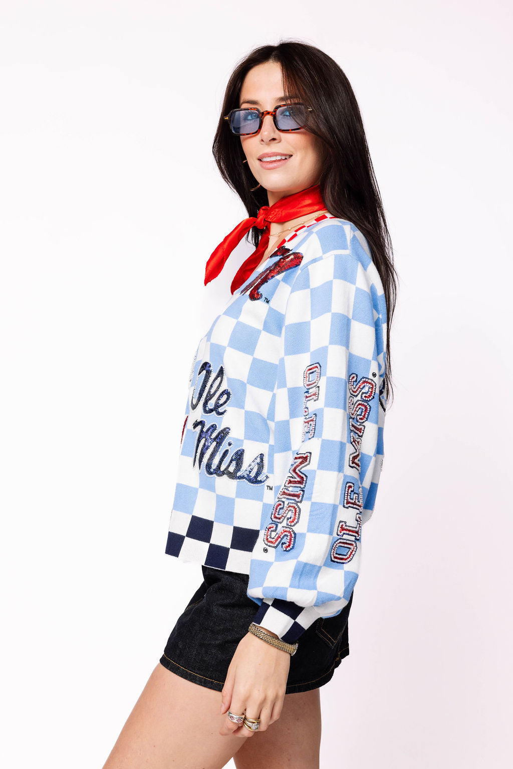 Licensed Ole Miss Checkered Team Icons Cardigan