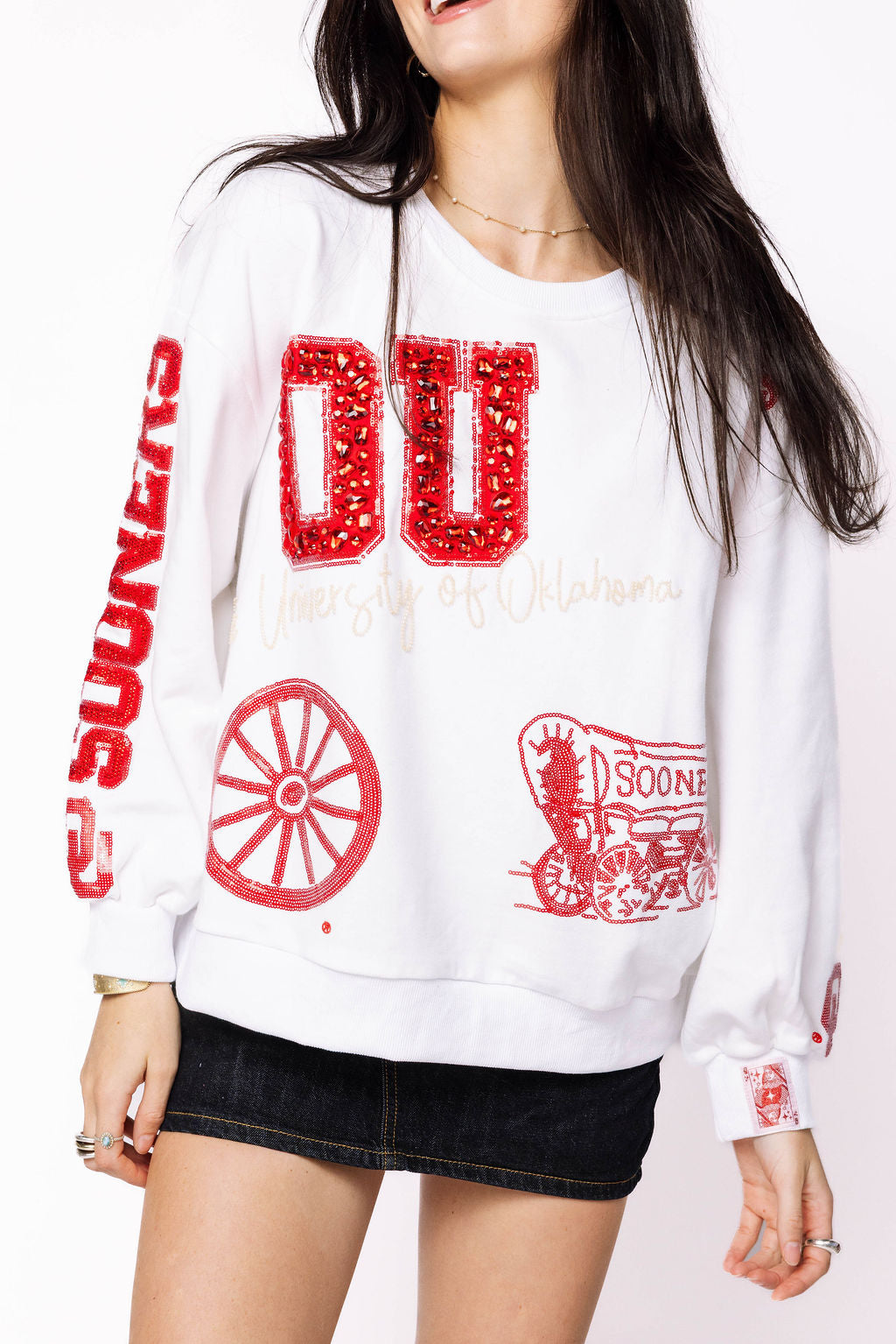 Licensed Oklahoma Big Icons Scattered All Over Sweatshirt