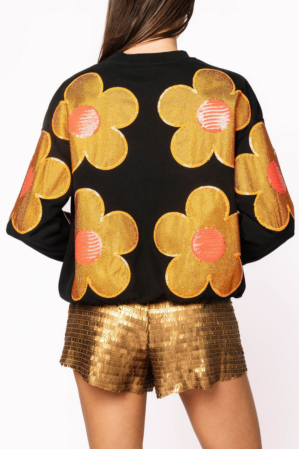 Black, Gold & Red Oversized Flower Sweatshirt