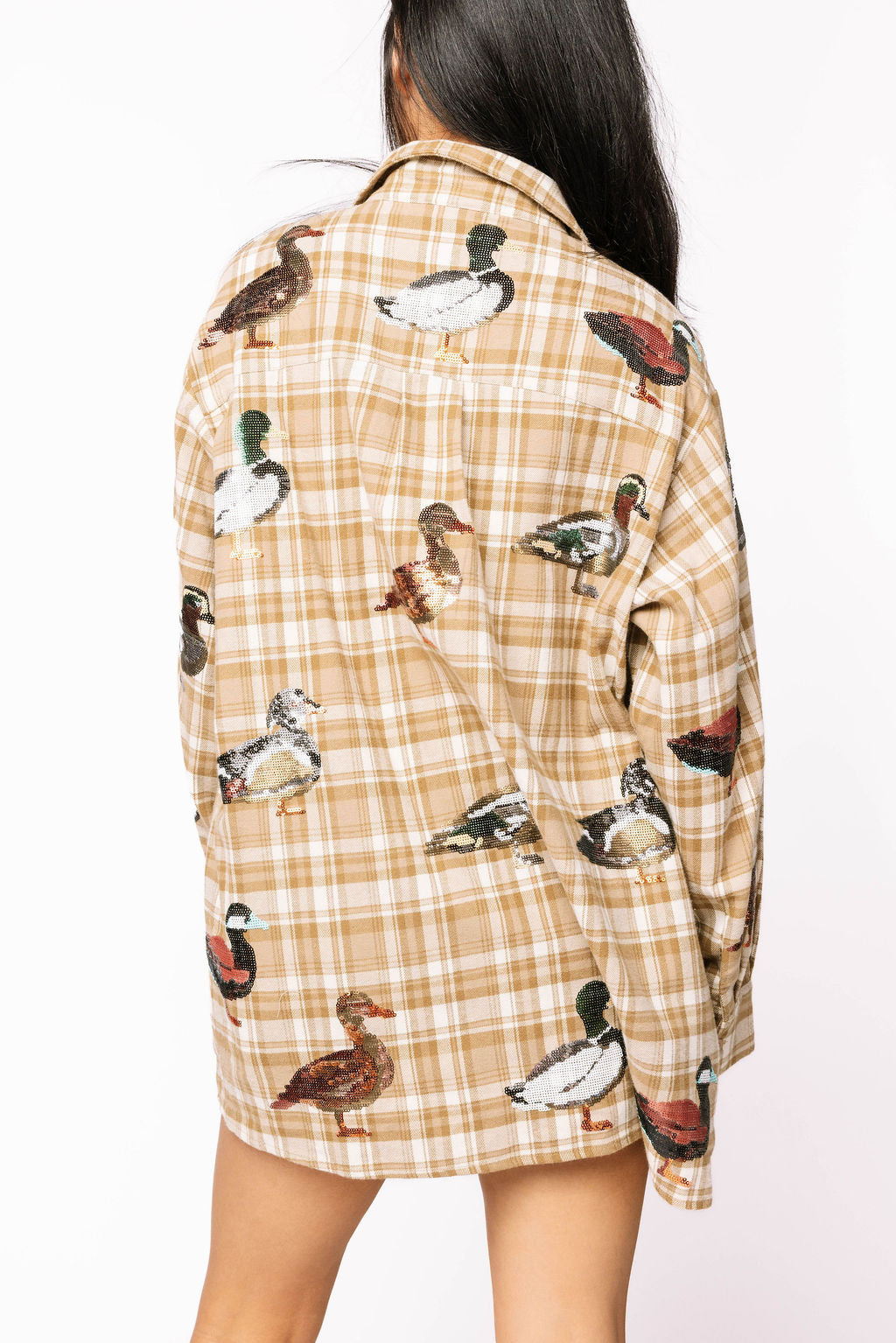 Brown Plaid Duck Button Up Dress