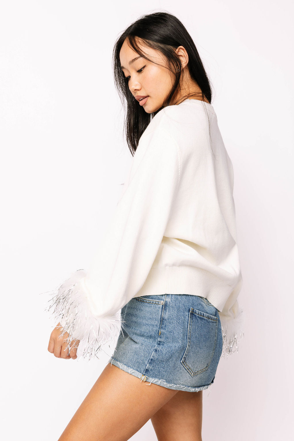 Licensed TCU Feather Sleeve Sweater