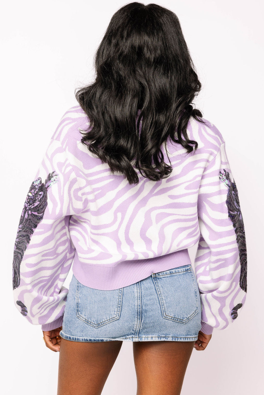 Lavender Tiger On Tiger Print Cardigan