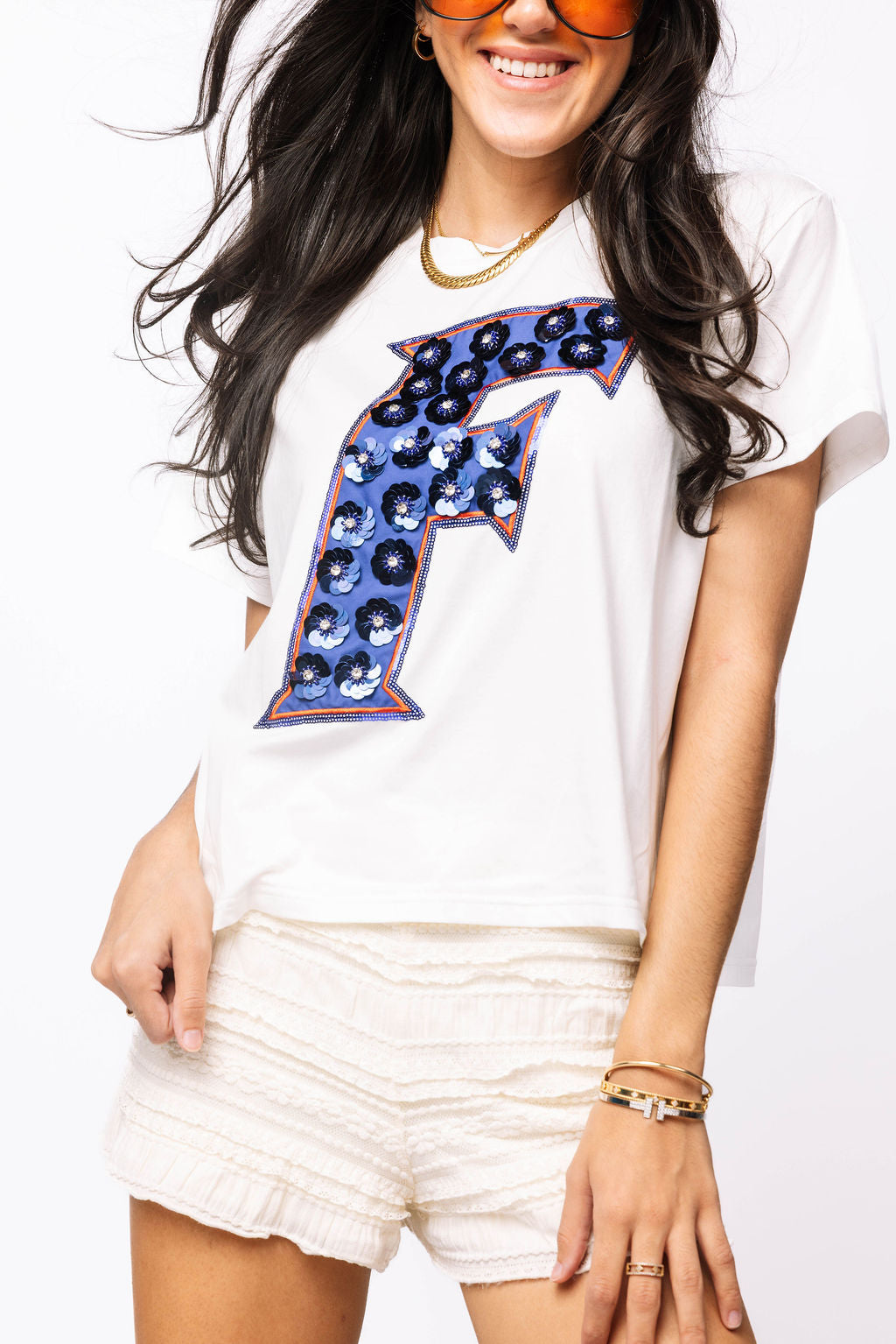 Licensed Florida 'F' Sequin Flower Tee