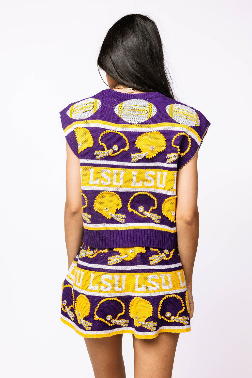 Licensed LSU Vintage Football Helmet Stripe Skirt
