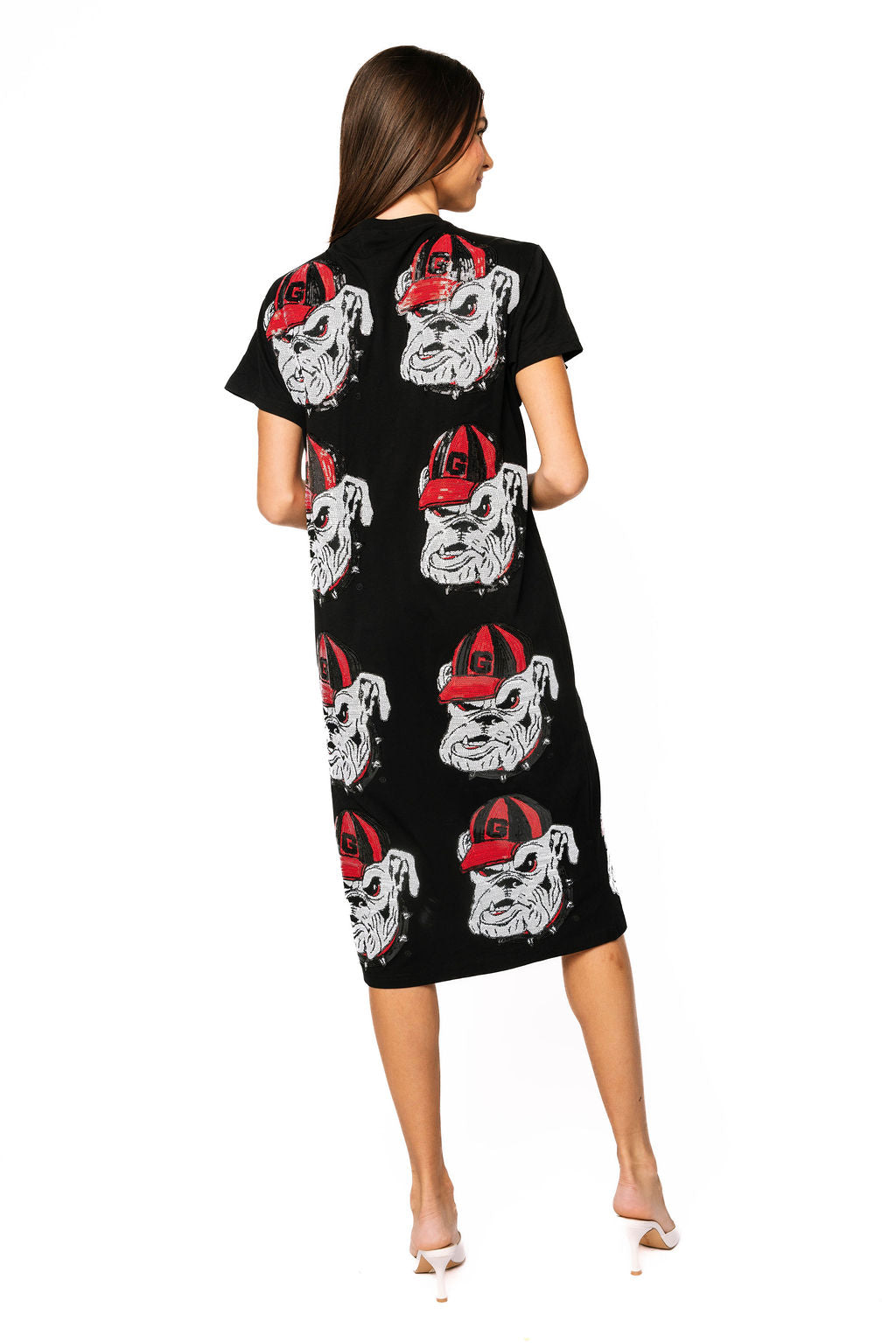 Licensed Black Georgia Bulldog Mascot Midi Tee Dress