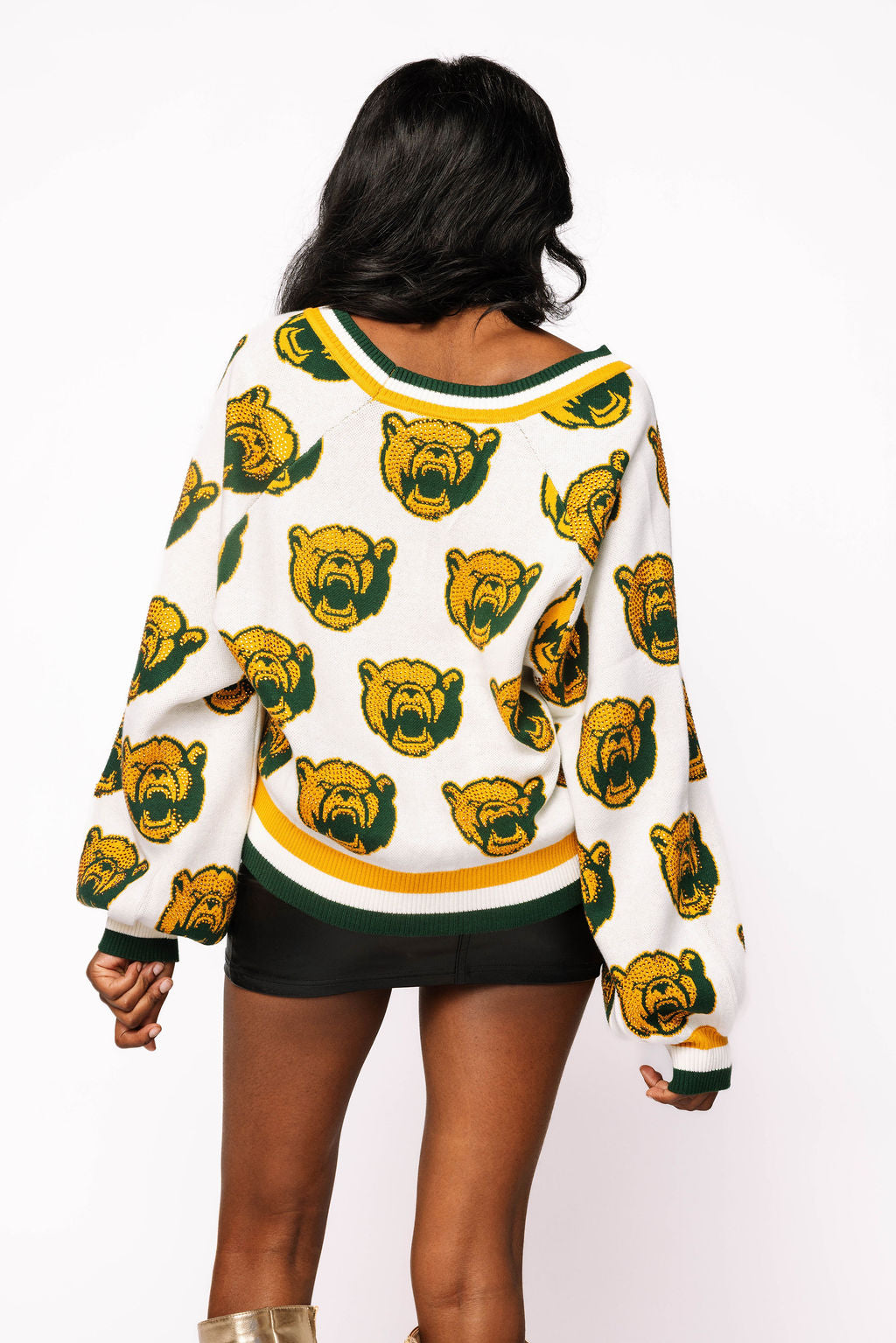 Licensed Baylor Knit In Mascot Rhinestone Cardigan