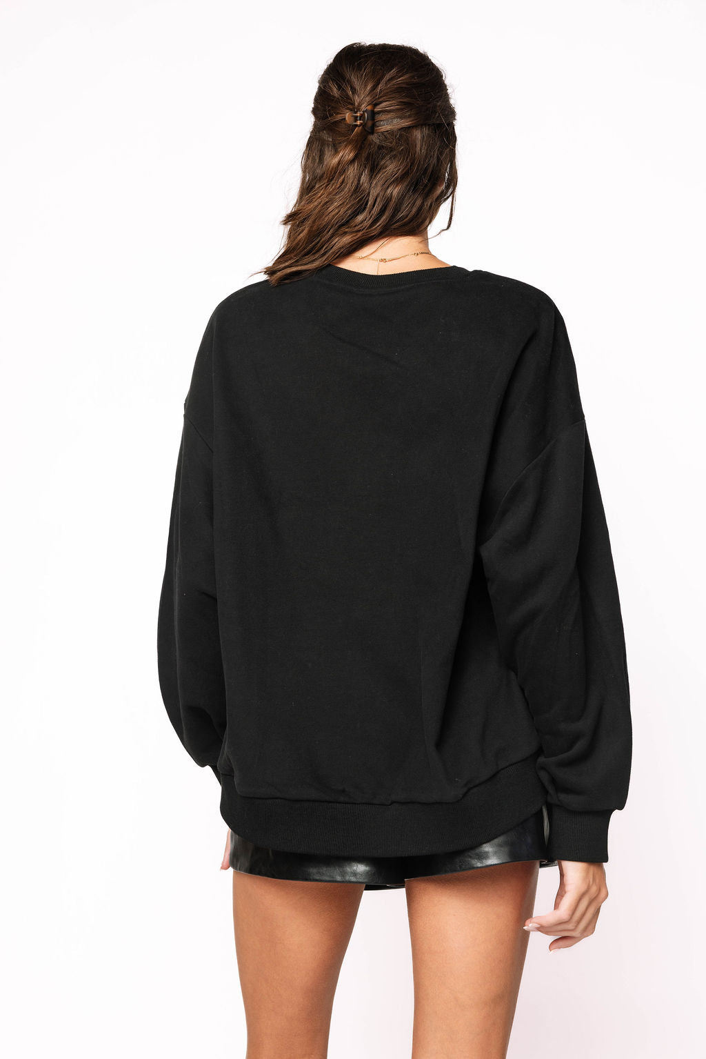 Black Rainbow Rhinestone Skull Sweatshirt