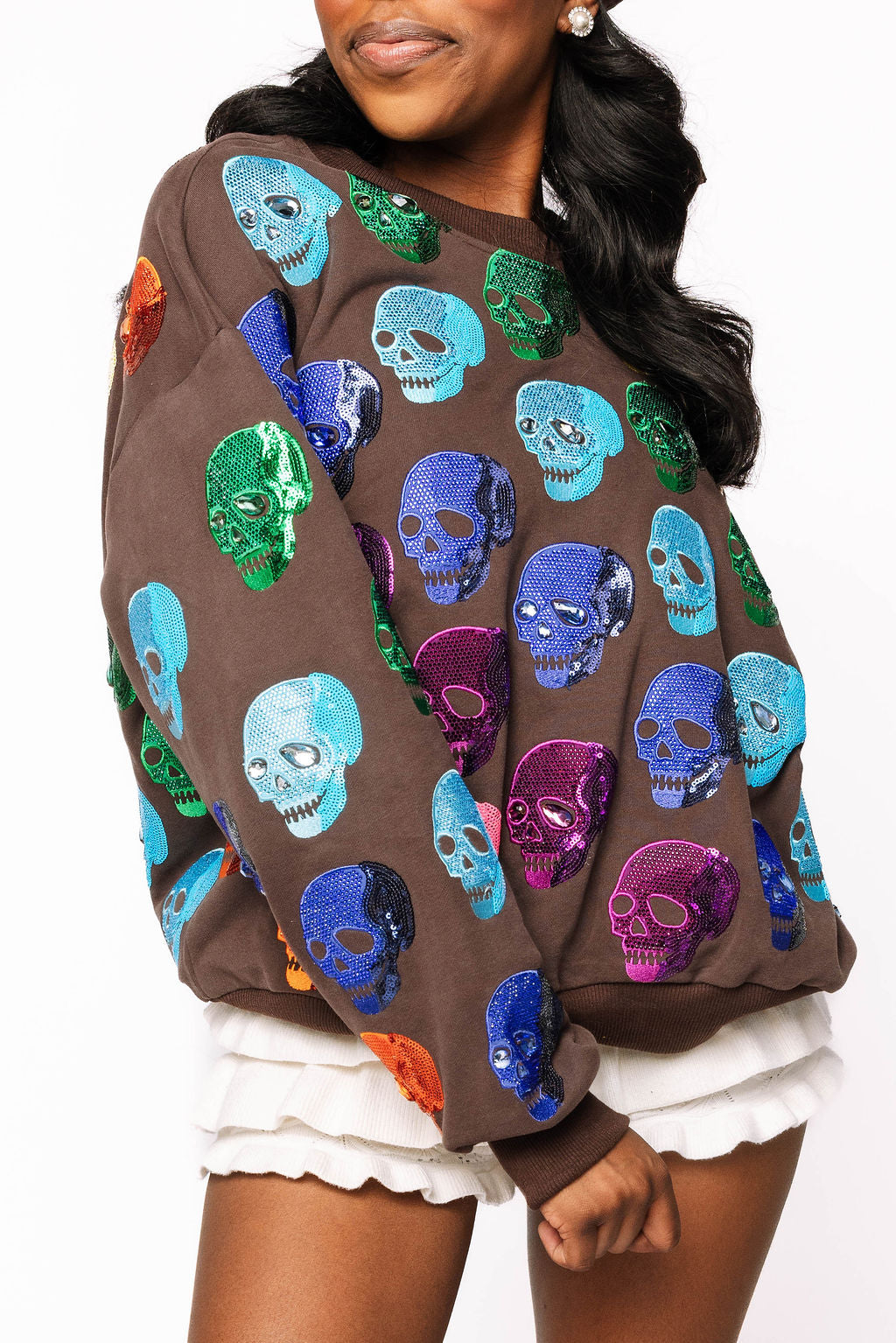 Brown Rainbow Skulls Sweatshirt