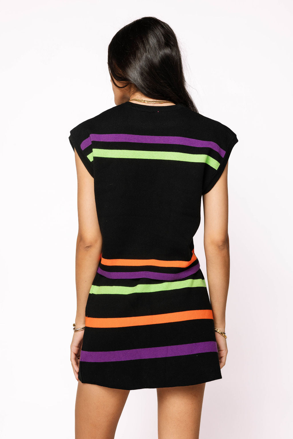 Black, Purple, Orange & Green Stripe Skirt