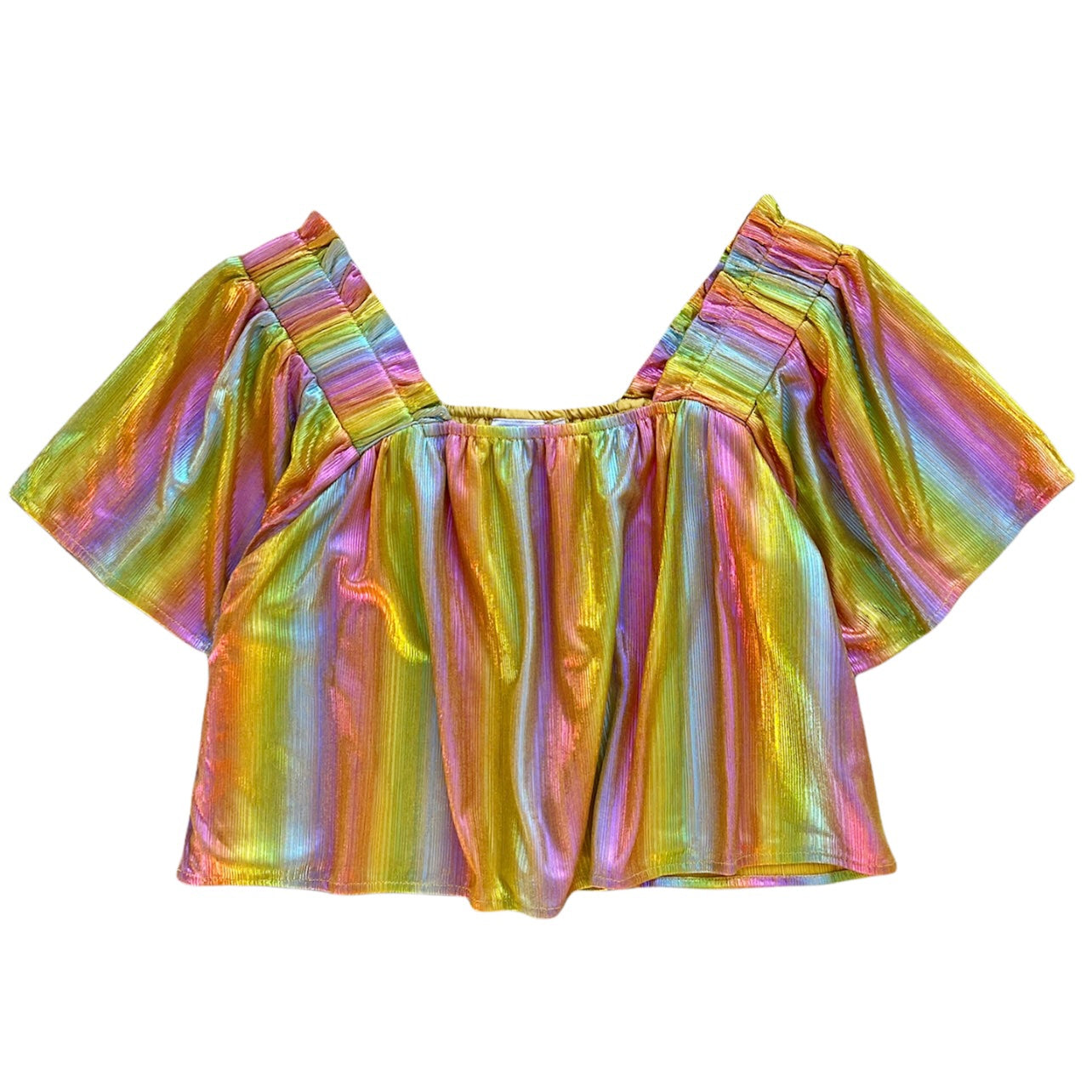 Yellow Rainbow Flutter Top