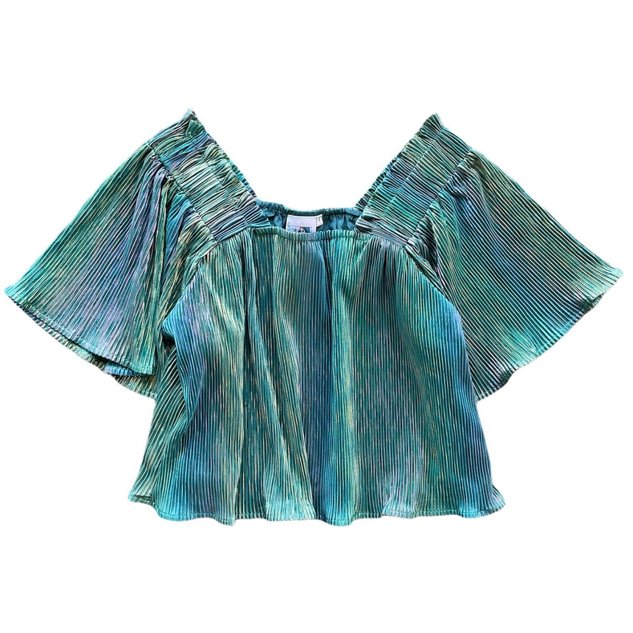 Teal Pleat Flutter Top