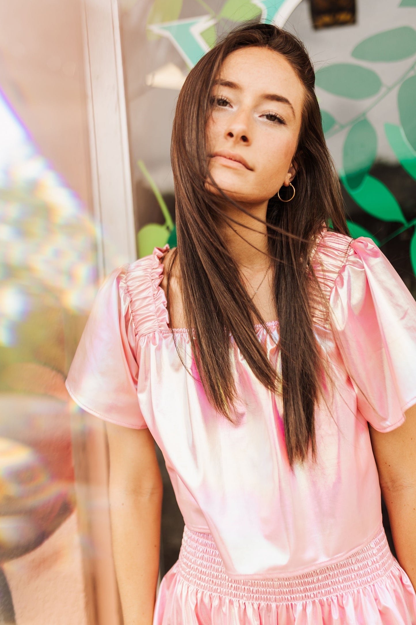 Light Pink Iridescent Flutter Top