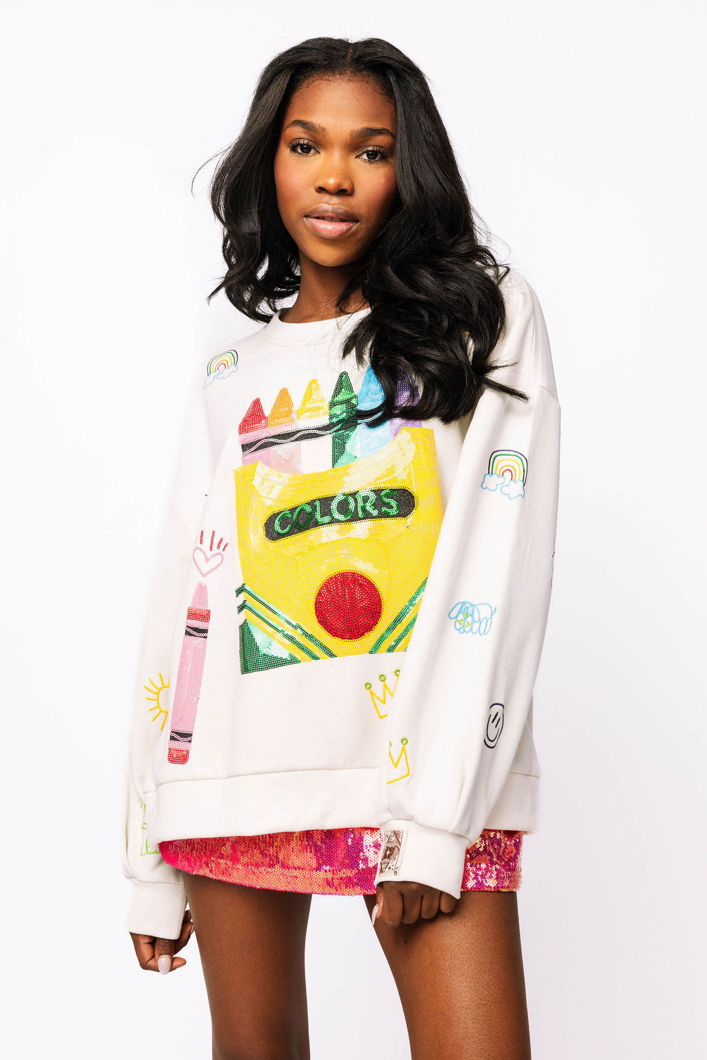 Beige Multi Crayon & Doodle Sweatshirt