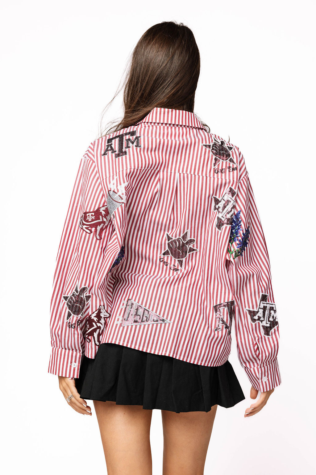 Licensed Texas A&M Mini Icon Striped Button Down