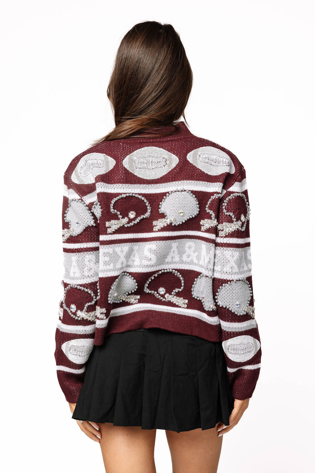 Licensed Texas A&M Vintage Football Helmet Stripe Sweater