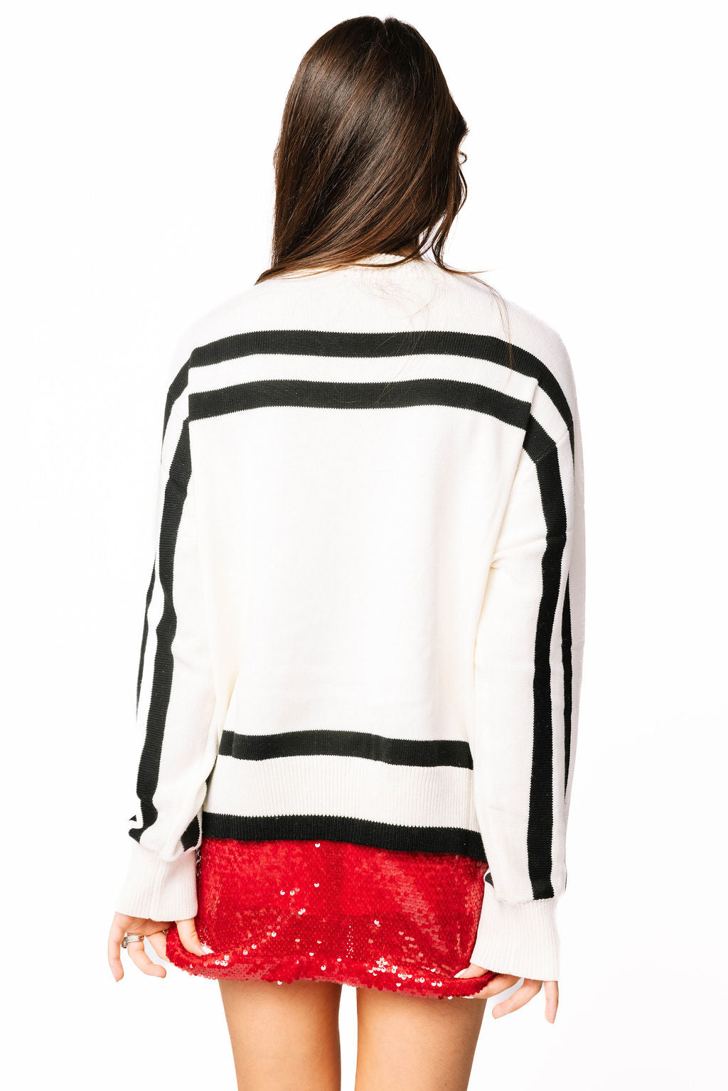 Licensed- Texas Tech Striped Long Sleeve Sweater