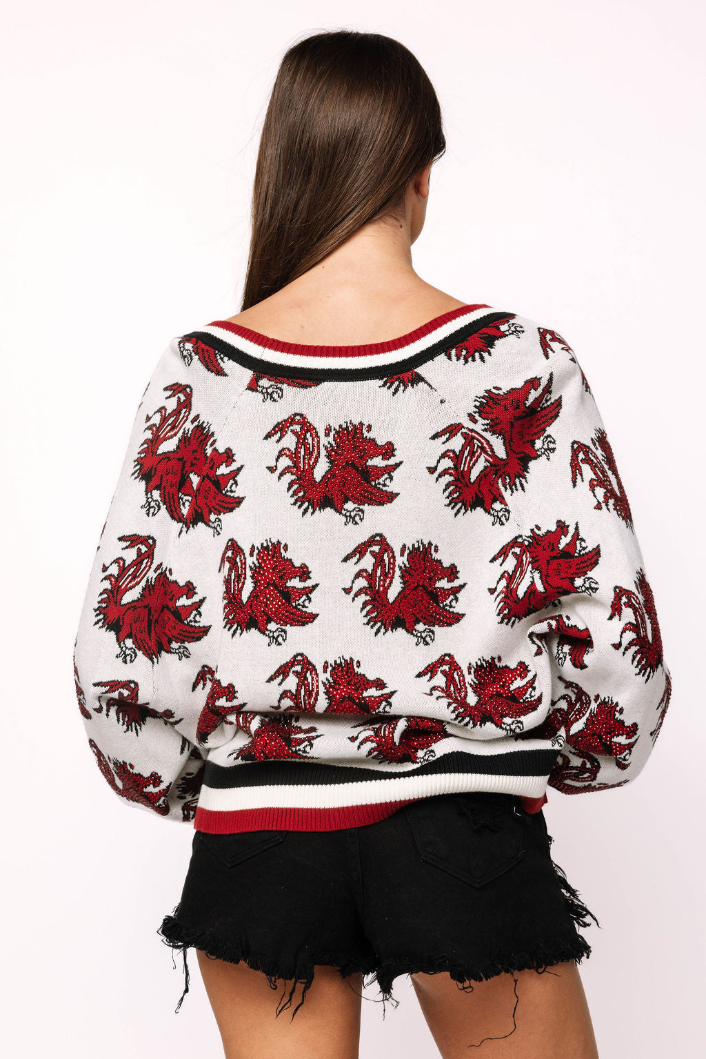 Licensed South Carolina Knit In Mascot Rhinestone Cardigan