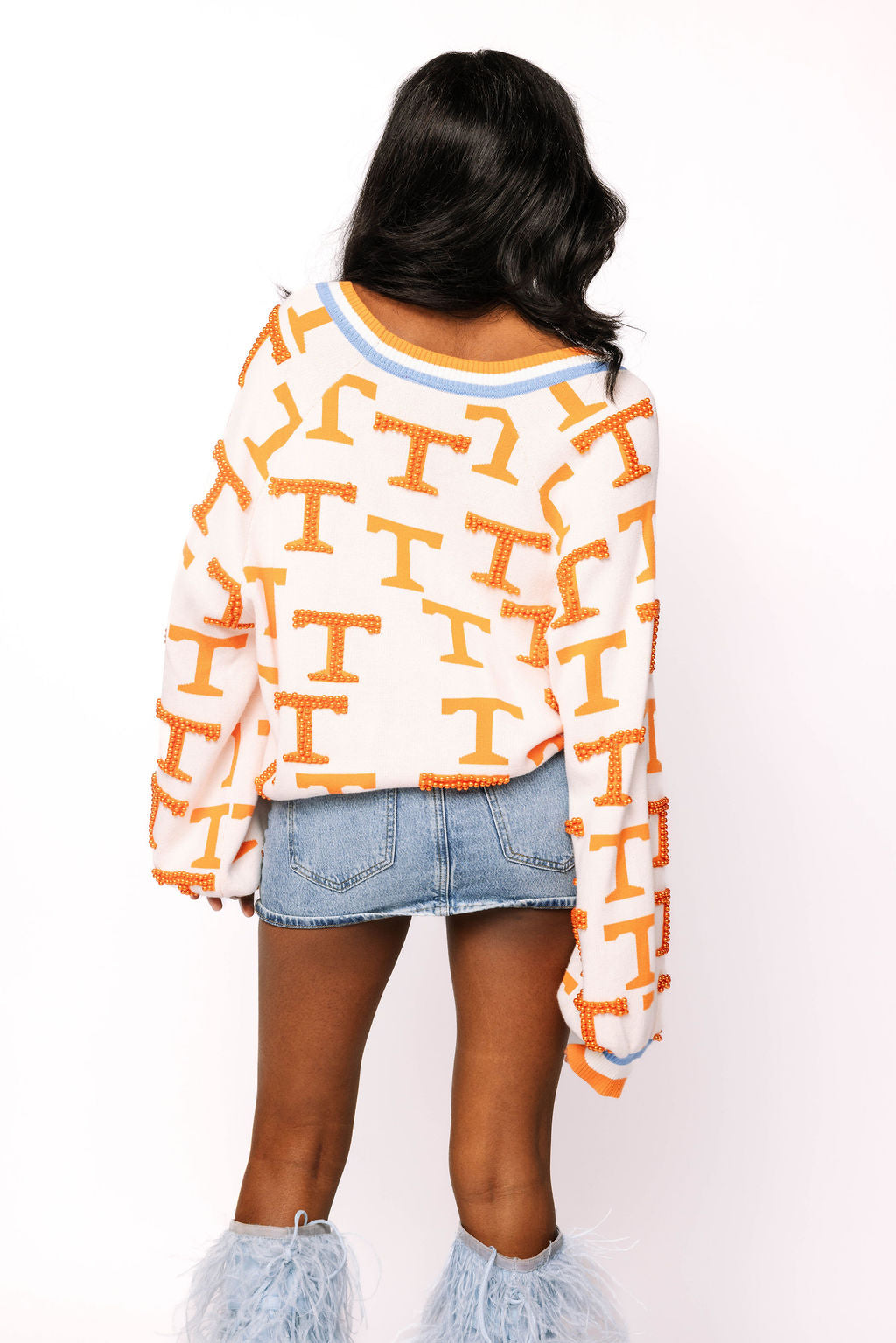 Licensed Tennessee Knit In Mascot Rhinestone Cardigan