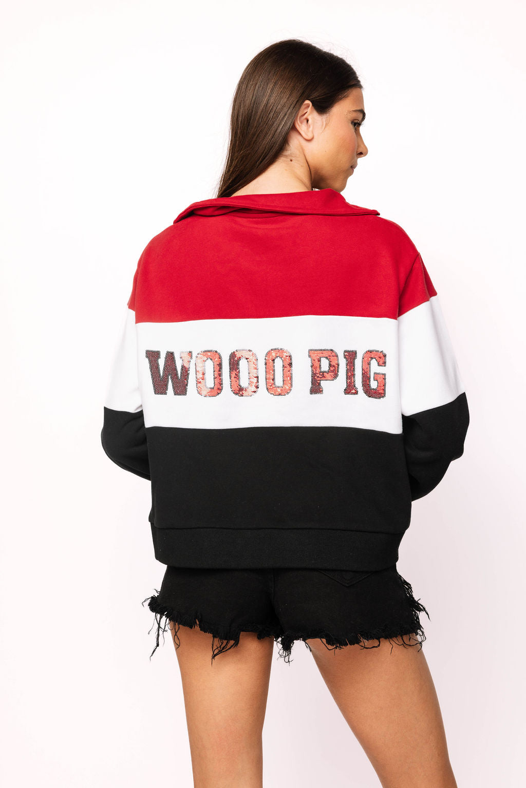 Licensed Arkansas Quarter Zip Colorblock Sweatshirt