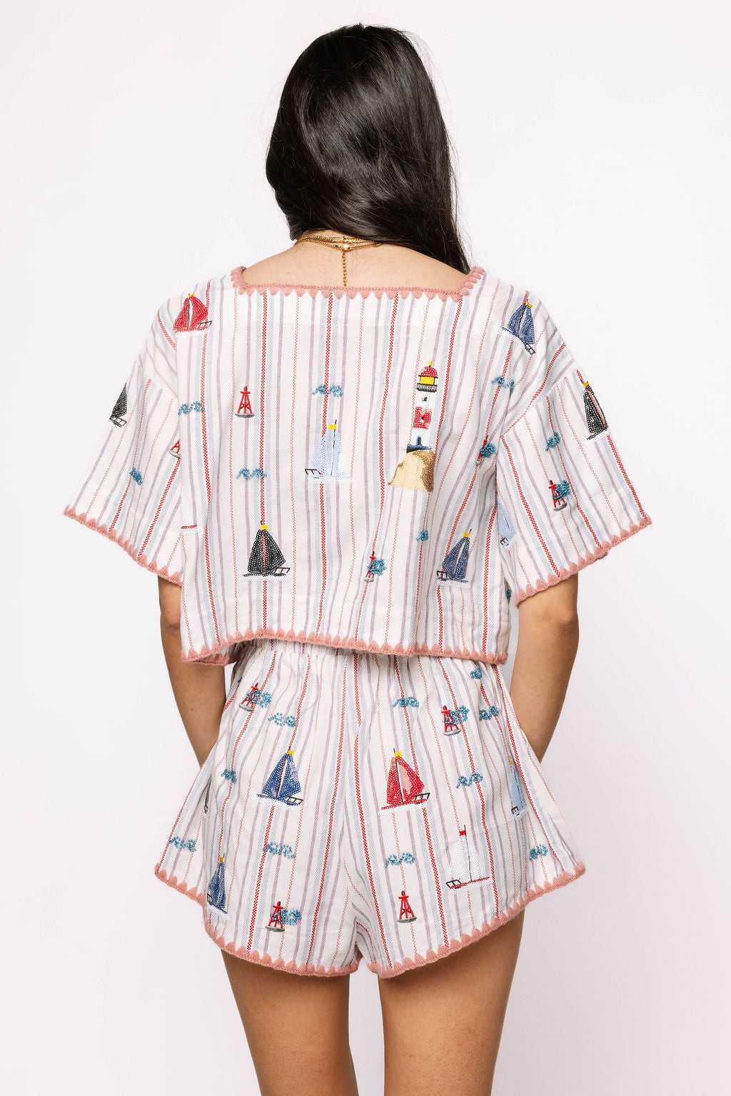 Striped Sailboat Cotton Top