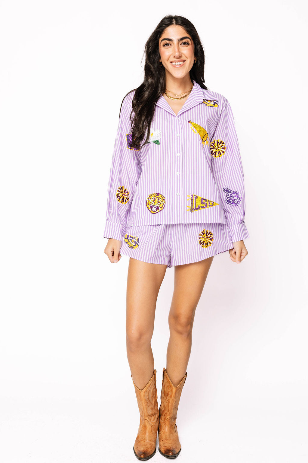 Licensed LSU Mini Icon Striped Shorts