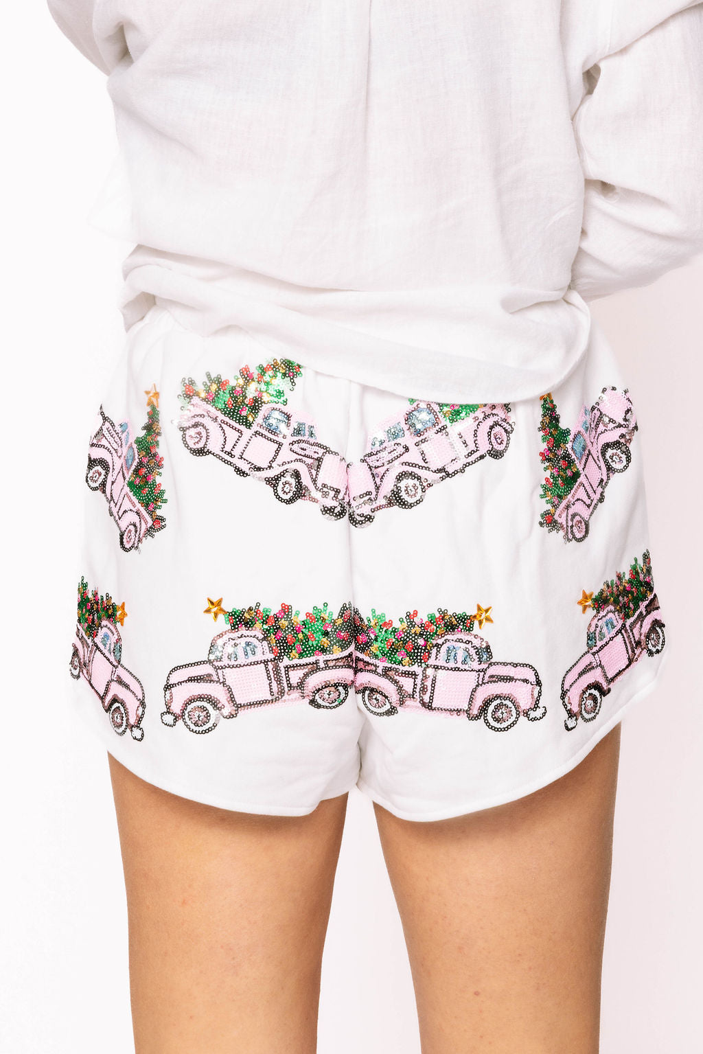 White Trucks With Christmas Trees Shorts