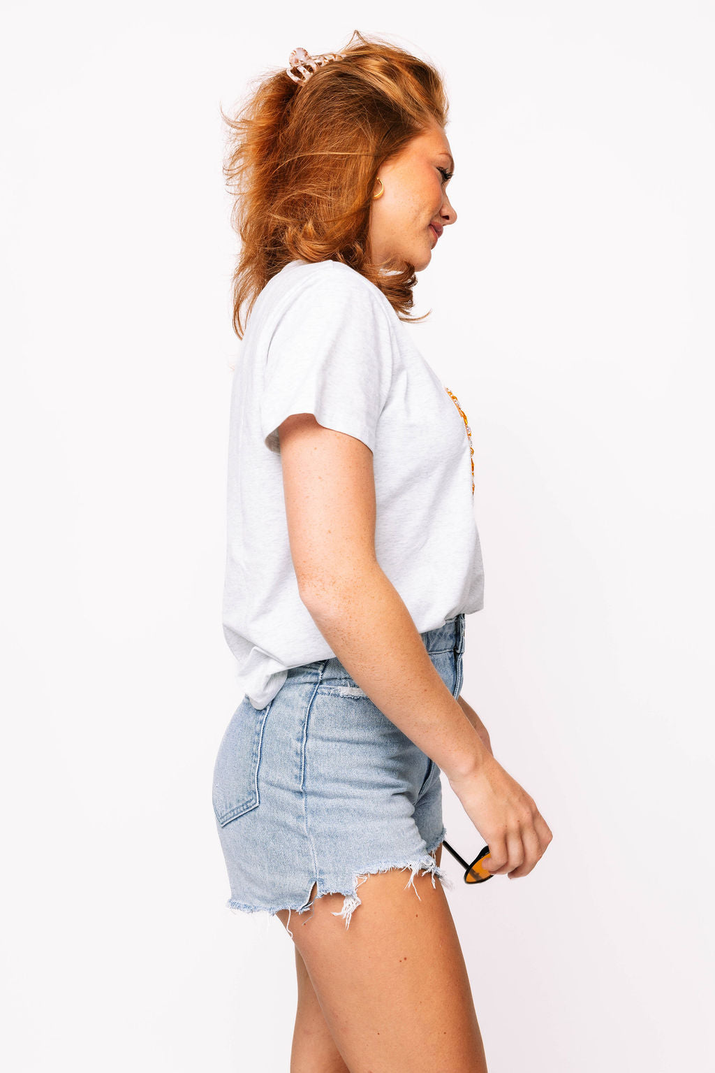 Licensed Tennessee 'UT' Grey with Multi Jewel Letter Tee