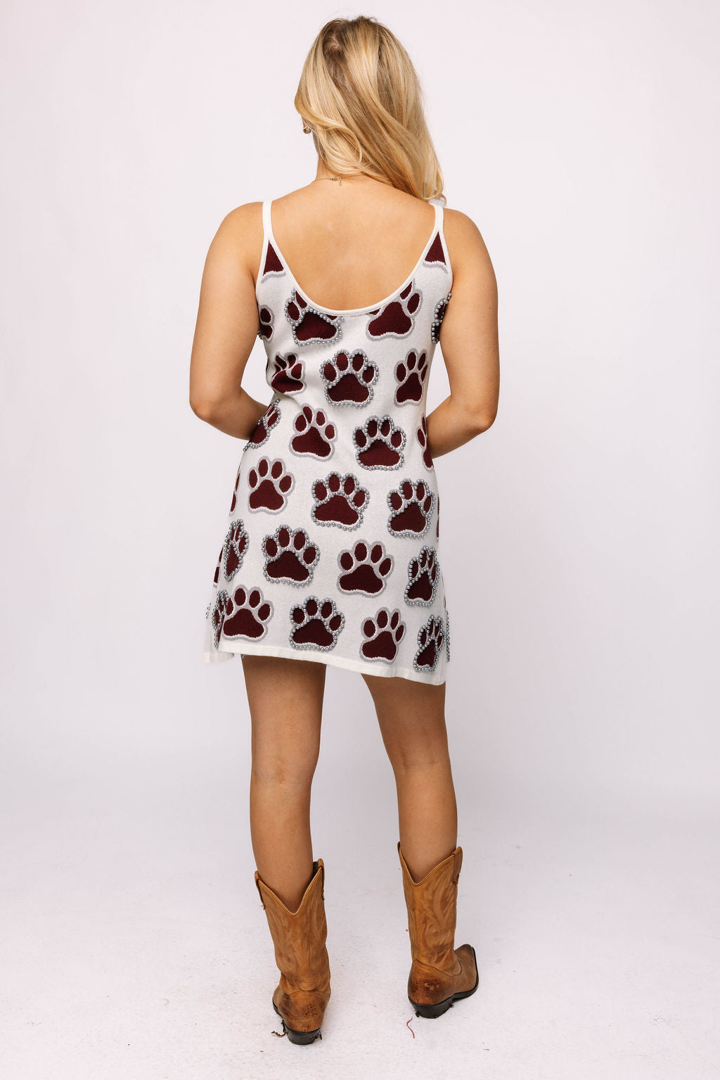 Licensed Miss State Knit In Mascot Rhinestone Knit Tank Dress