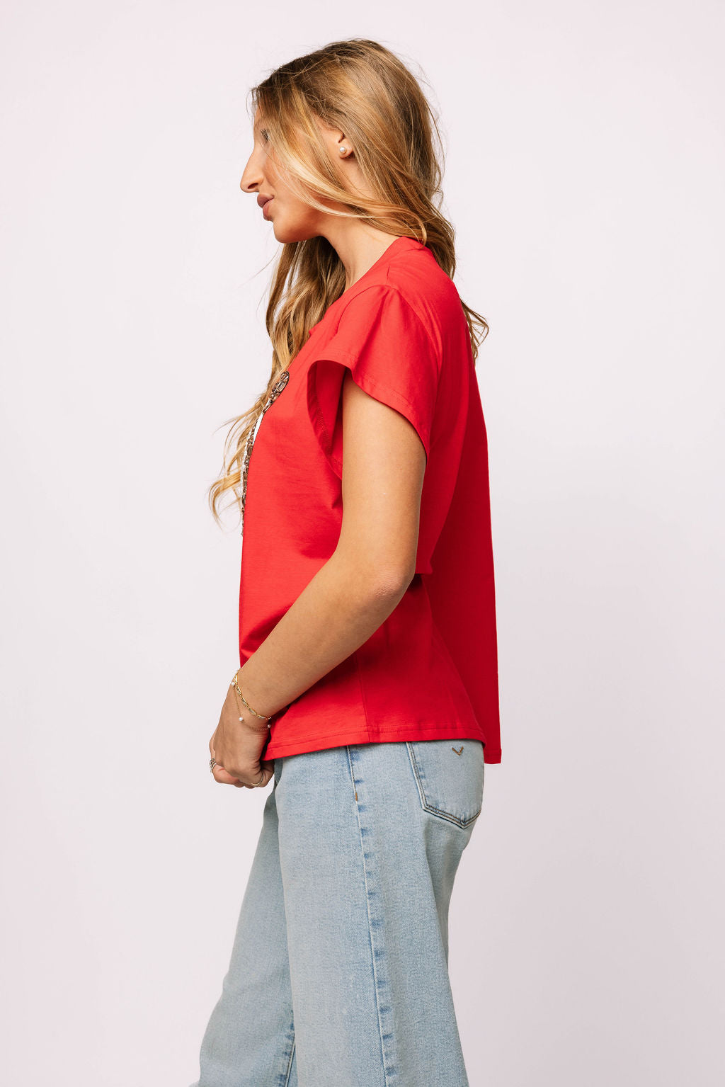 Red Jeweled Football Tee