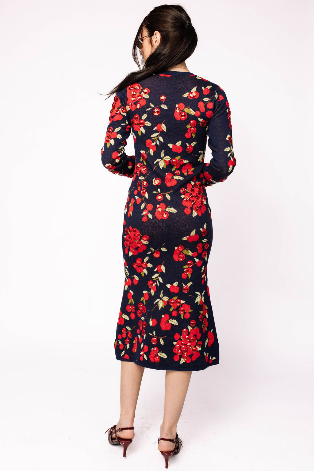 Navy Cranberries Midi Dress