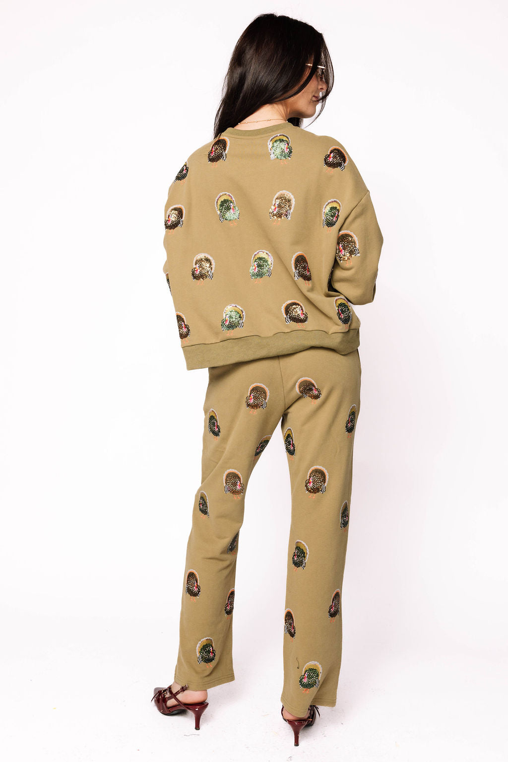 Olive Green Scattered Turkey Sweatpant