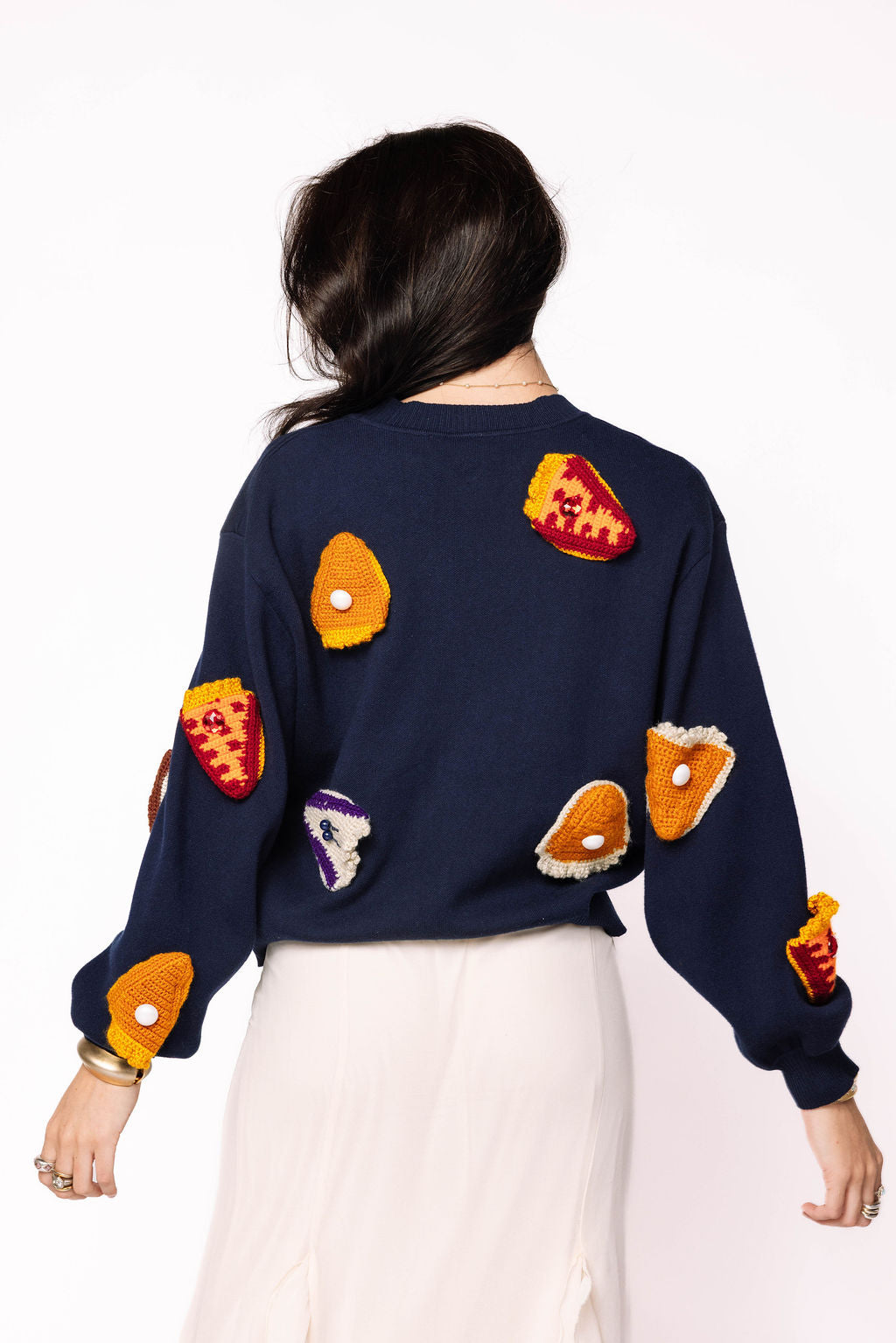 Navy Knit Pies On Plate Cardigan