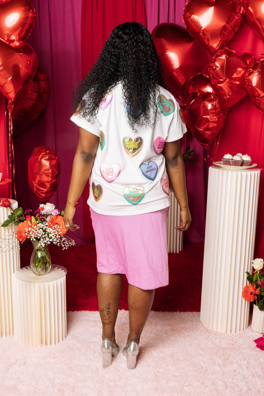 White Positive Candy Hearts Tee