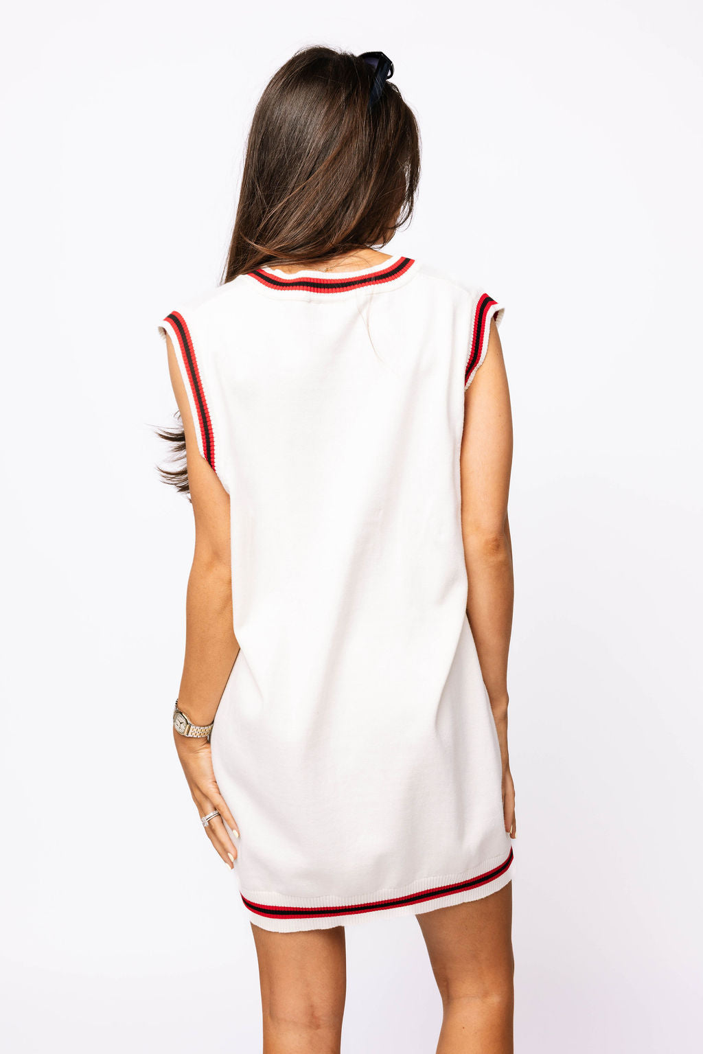 Licensed- White Red Raiders Sweater Tank Dress