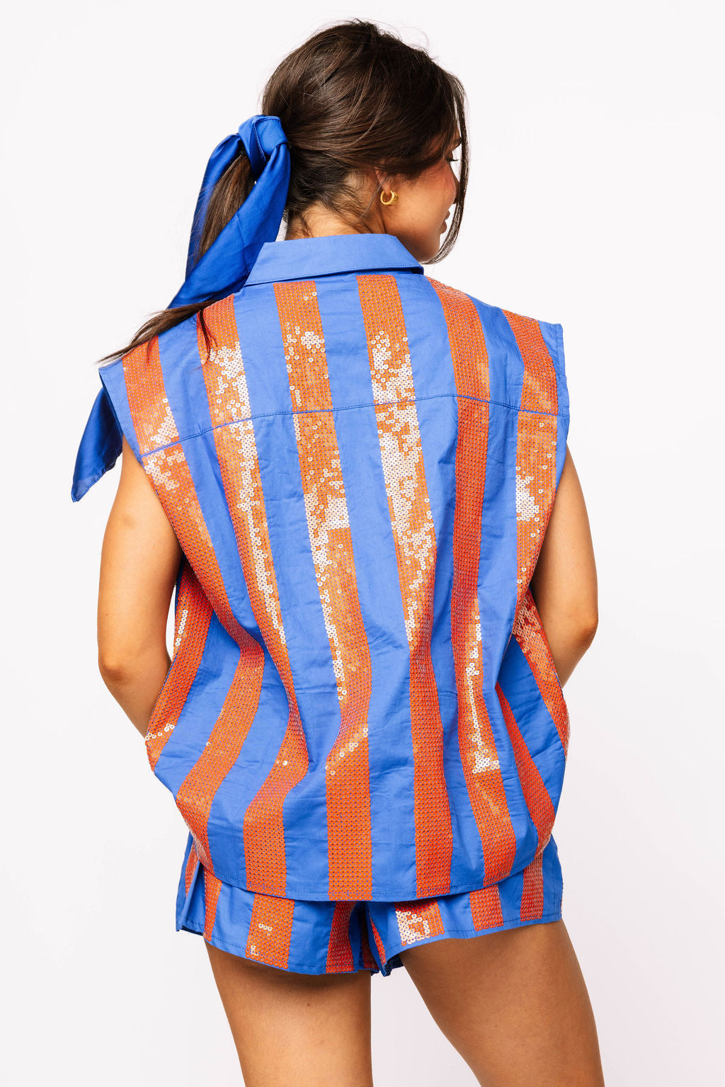 SAMPLE - Royal & Orange Sequin Striped Set