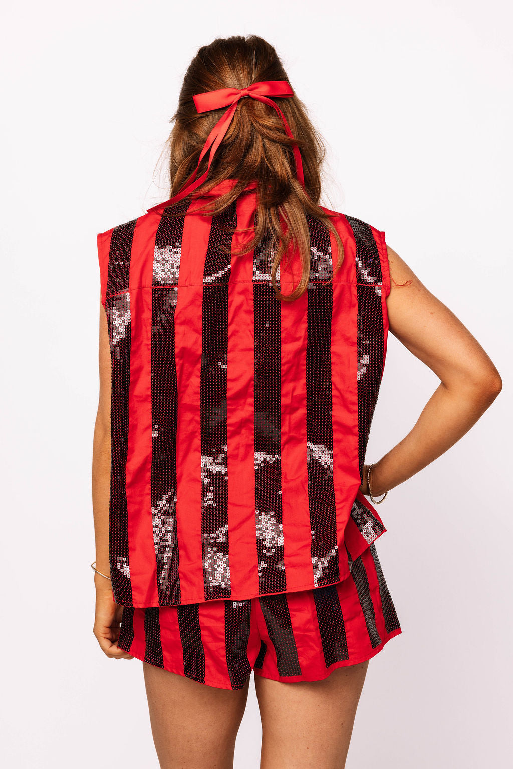 SAMPLE - Red & Black Sequin Striped Set