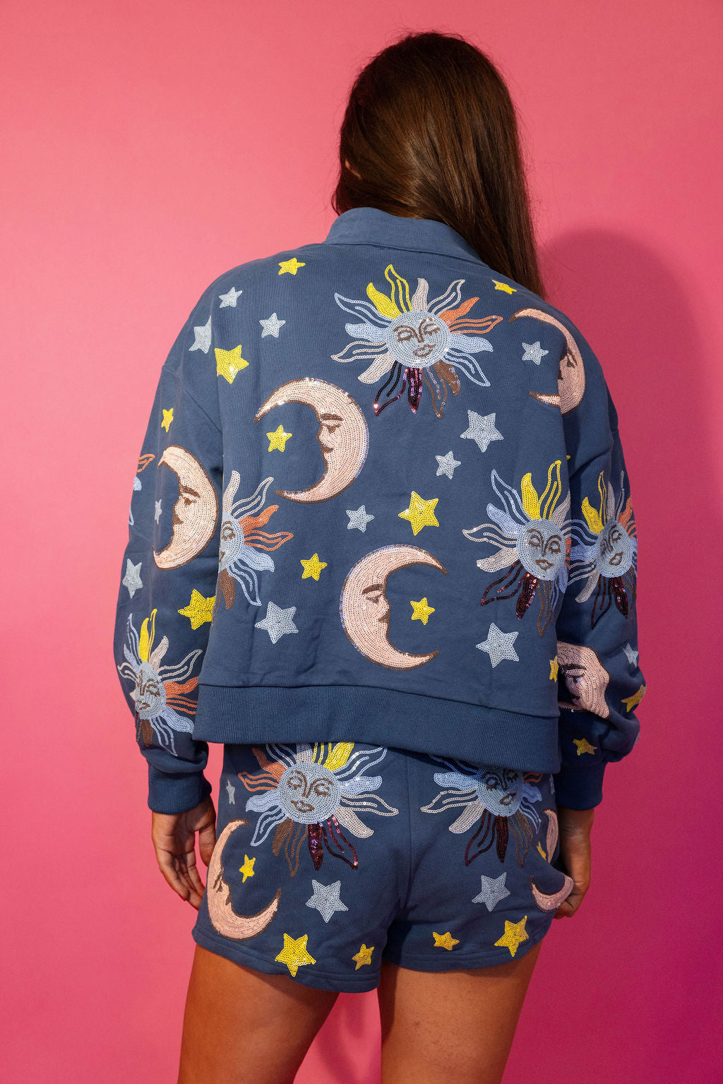 Midnight Blue Stars & Moon Henley Short