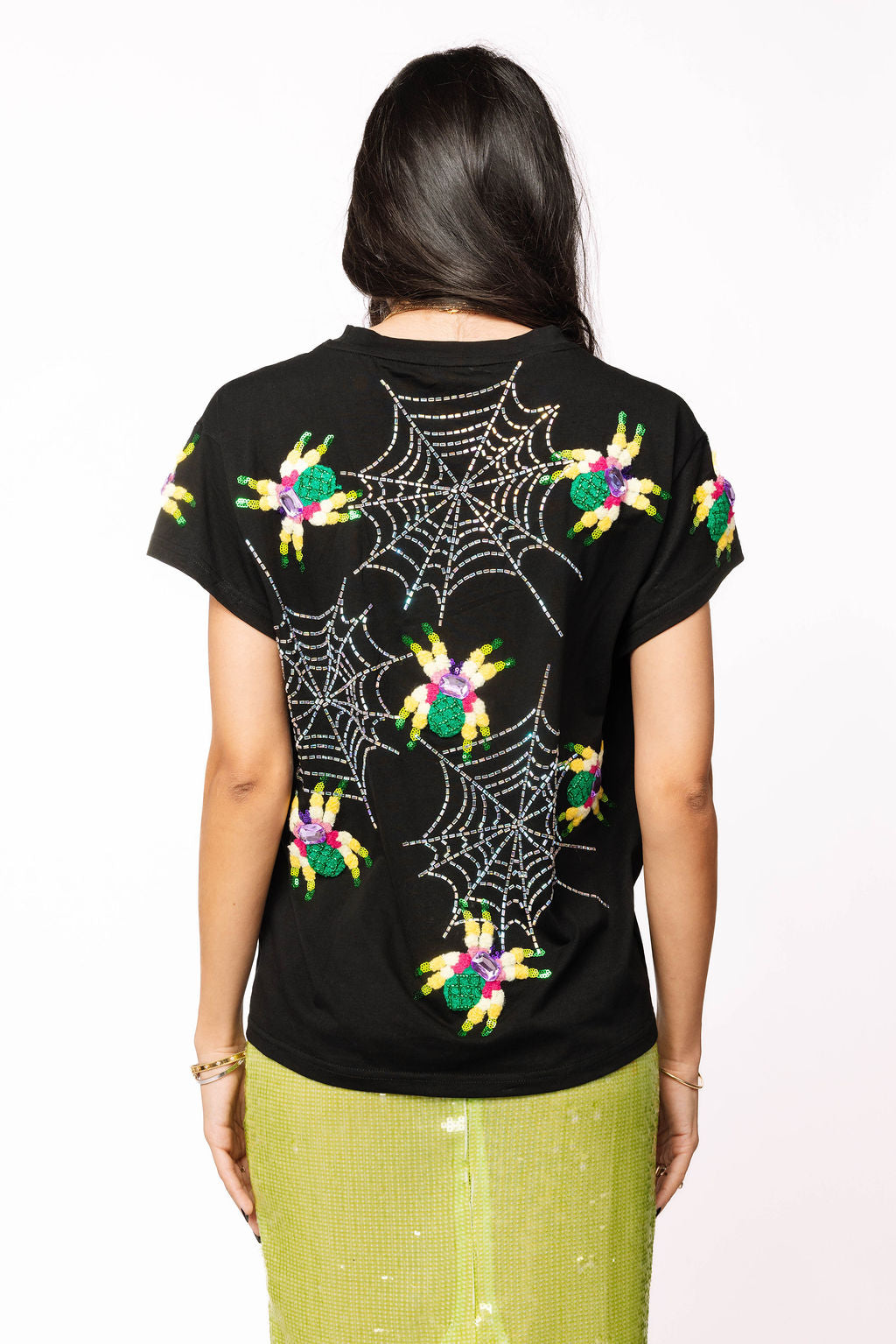 Black Fuzzy Crawling Spiders Tee