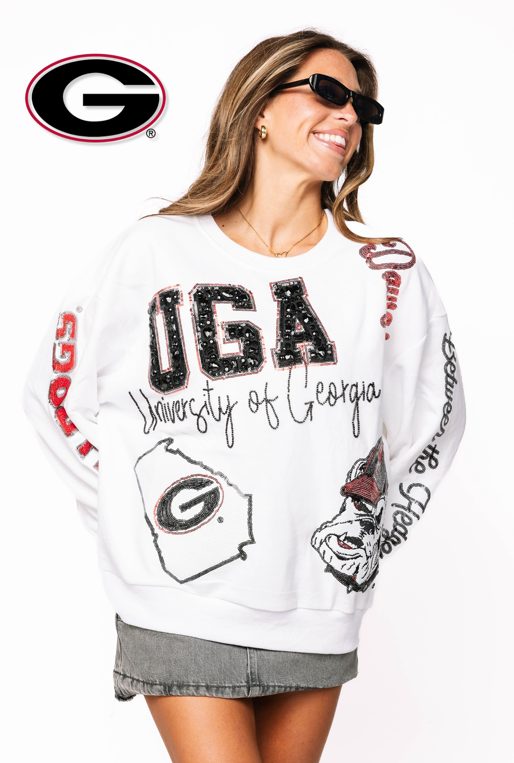 Licensed UGA Big Icons Scattered All Over Sweatshirt