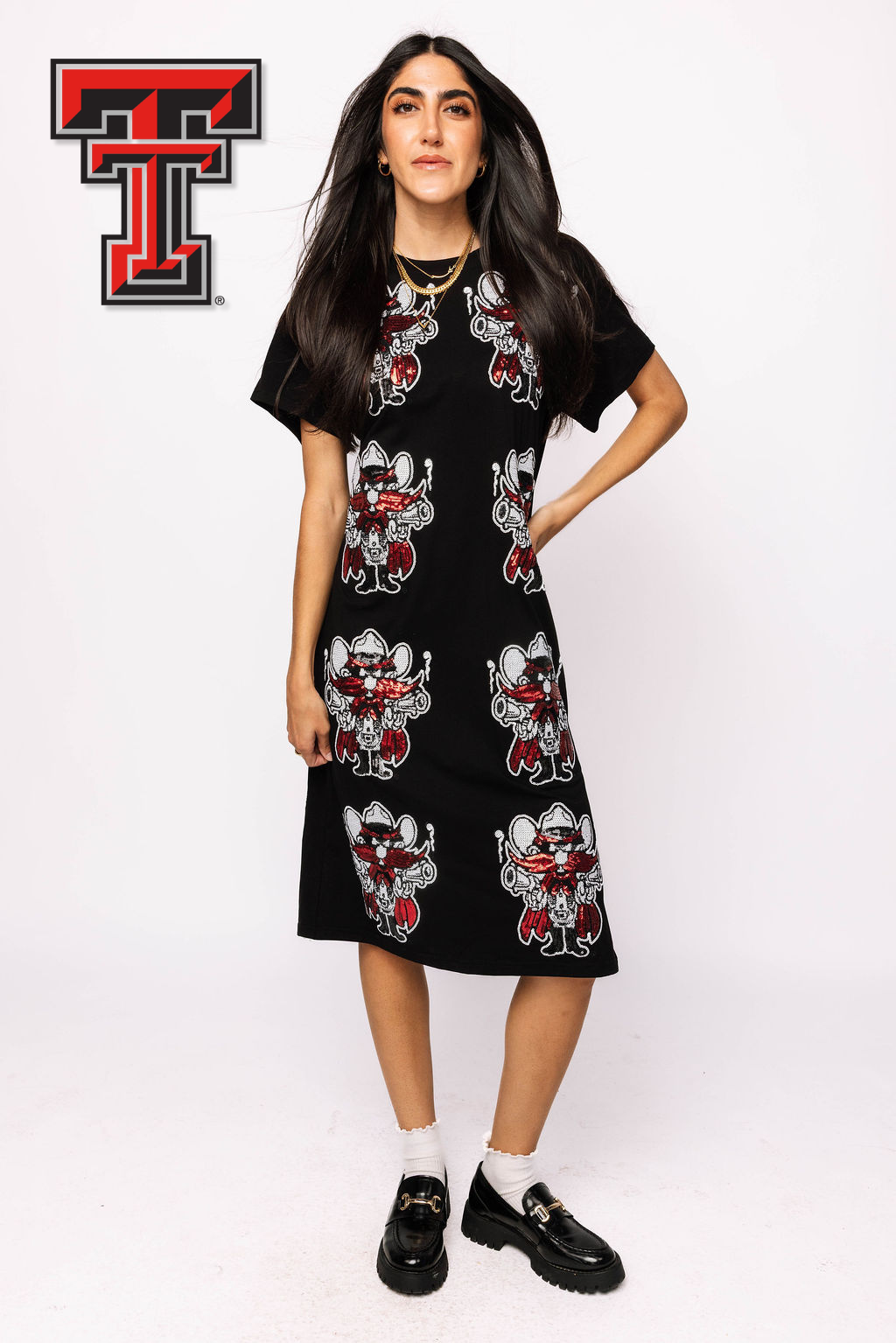 Licensed Texas Tech Mascot Midi Tee Dress
