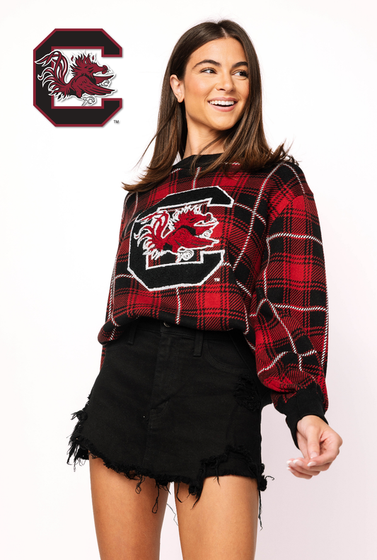 Licensed South Carolina Plaid Mascot Sweater