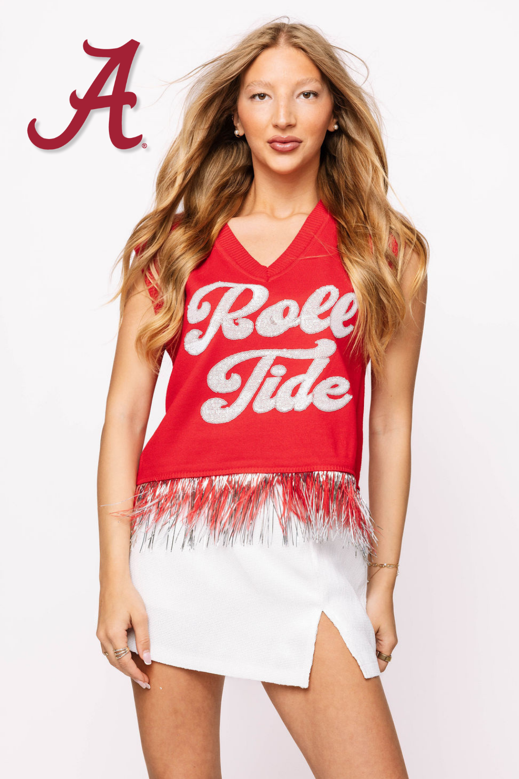 Licensed Alabama 'Roll Tide' Feather Bottom Tank Sweater