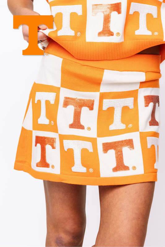 Licensed- Orange & White Tennessee Checkered Skirt