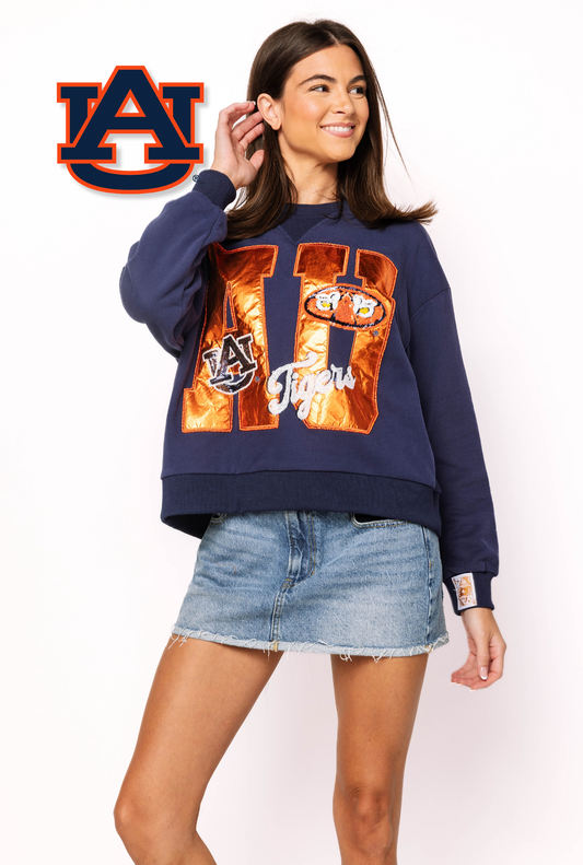 Licensed Auburn Metallic Word With Icons Sweatshirt