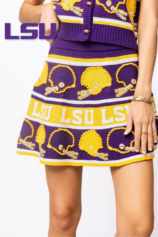 Licensed LSU Vintage Football Helmet Stripe Skirt
